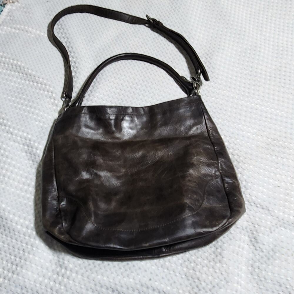 FRYE EUC CHOCOLATE BROWN MELISSA LEATHER HOBO CROSSBODY BAG